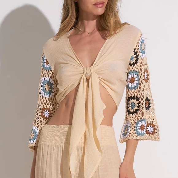 Elan - Cheri Long Sleeve Hoodie Crop Top main image 1